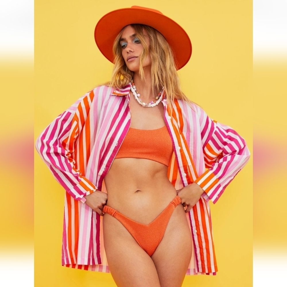 BEACH RIOT Alexa Striped Beach Coverup Shirt Dress Size S/M